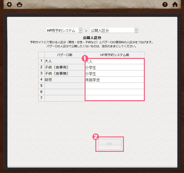 予約システムの公開する人数区分について